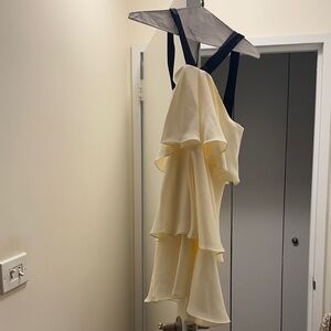 Rachel Zoe Cream Asymmetrical Ruffle Dress